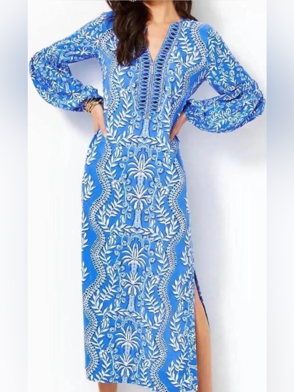 Lilly Pulitzer Laurelie Caftan Maxi Dress Abaco Blue Have It Both Rays NWT Sz 2